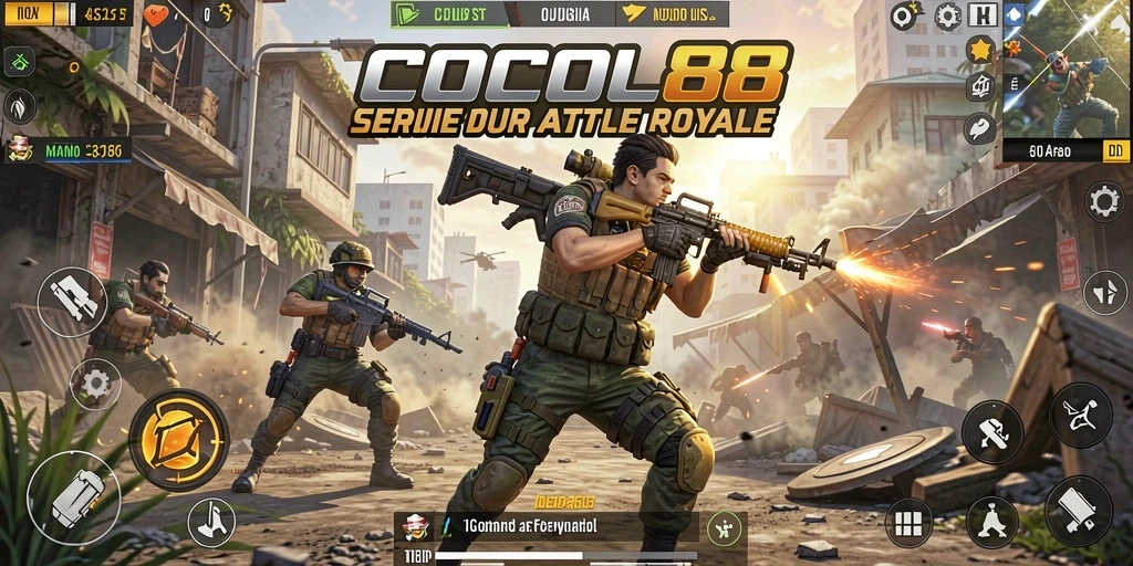 Tangkapan layar COCOL88 yang menunjukkan aksi pertempuran intens di Battle Royale.