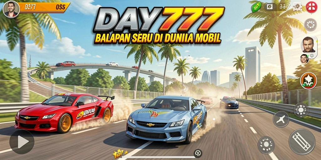 Tampilan gameplay seru balapan mobil di DAY777.