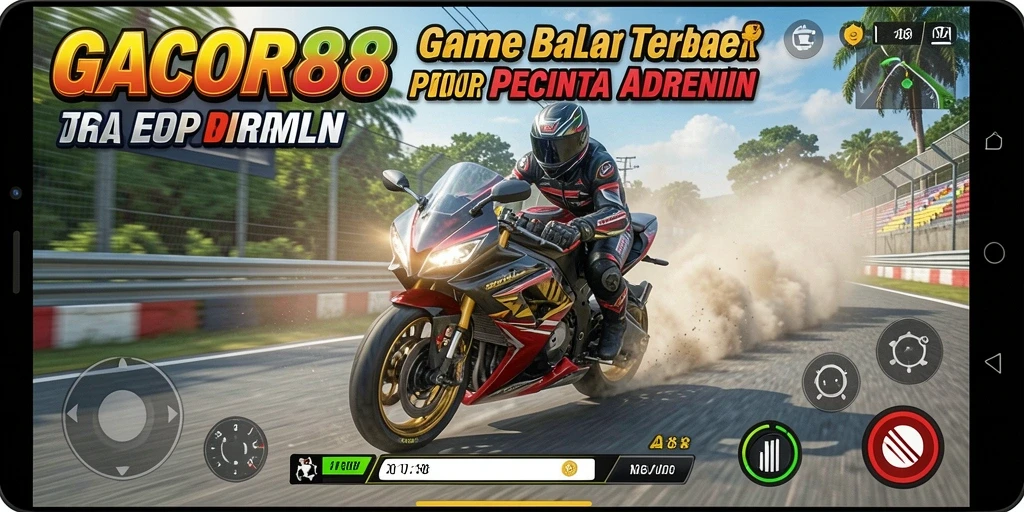Screenshot GACOR88 menampilkan aksi balapan motor yang seru dan mendebarkan.