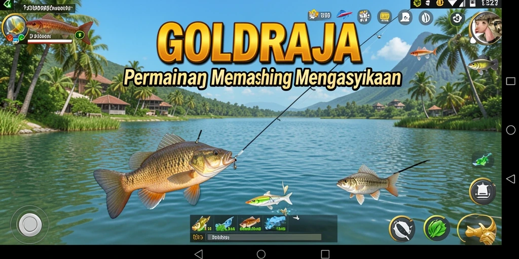 Gameplay menarik GOLDRAJA dengan suasana memancing yang menawan.