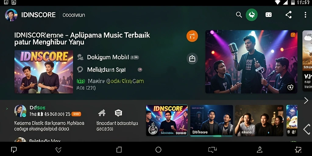 Tampilan utama IDNSCORE menampilkan gameplay musik yang interaktif dan menarik.