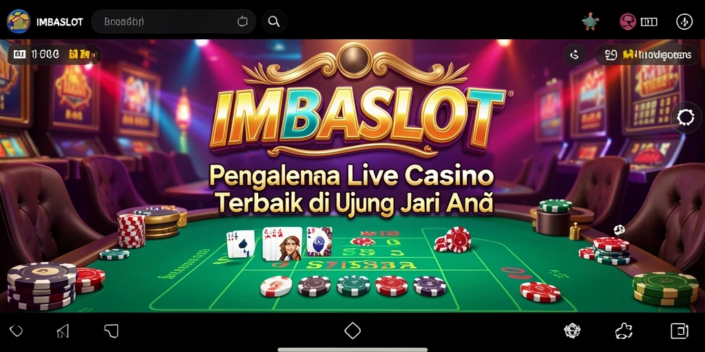 Screenshot gameplay IMBASLOT menampilkan dealer langsung yang interaktif dan suasana kasino yang nyata.