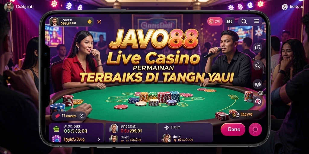 Tampilan utama gameplay <strong>JAVO88</strong> yang menunjukkan dealer dan permainan Live Casino.