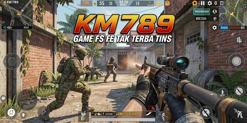 Tangkapan layar gameplay KM789 dengan aksi tembak-menembak seru.
