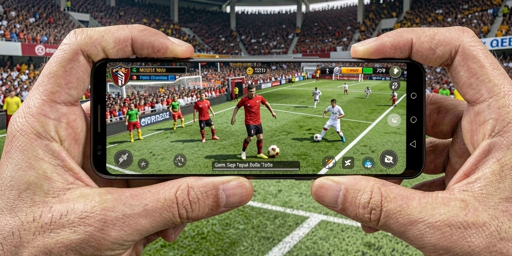 Tampilan gameplay MPO2121 menunjukkan aksi seru di lapangan sepak bola.