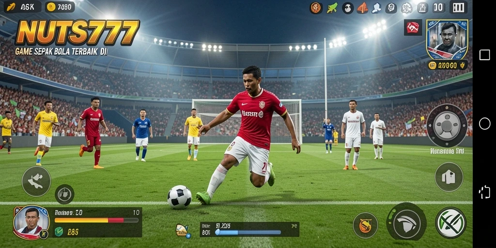 Screenshot gameplay NUTS777 menampilkan aksi pertandingan sepak bola yang seru.