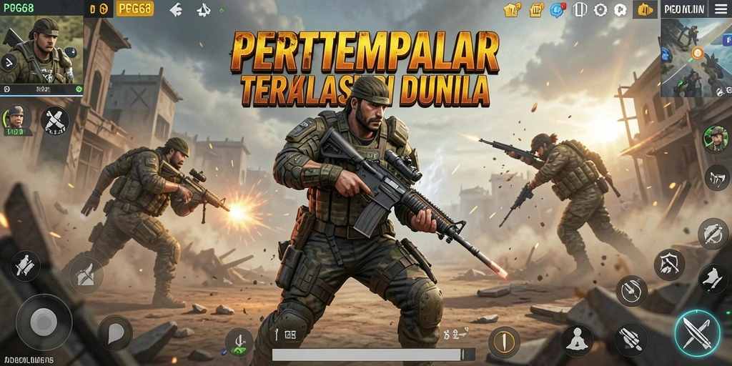 Gameplay intens dalam pertempuran Battle Royale PGG68.