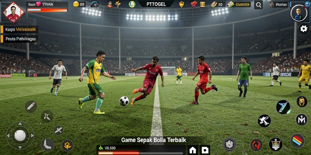 Tampilan gameplay PTTOGEL yang menampilkan aksi sepak bola seru.