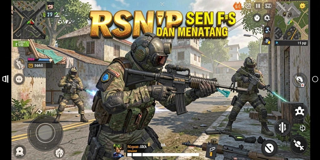 Tangkapan layar gameplay RSNVIP dengan aksi tembak-menembak yang mendebarkan.
