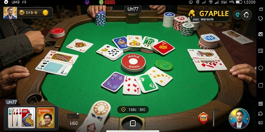 Screenshot UH77 menampilkan gameplay seru permainan Gaple.