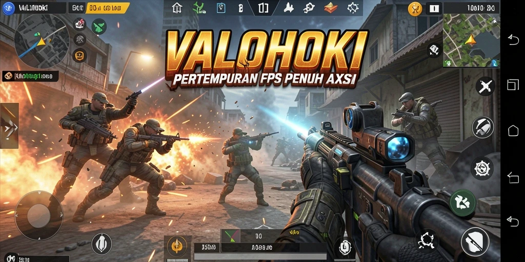 Gameplay intens dengan pertempuran FPS yang mendebarkan.